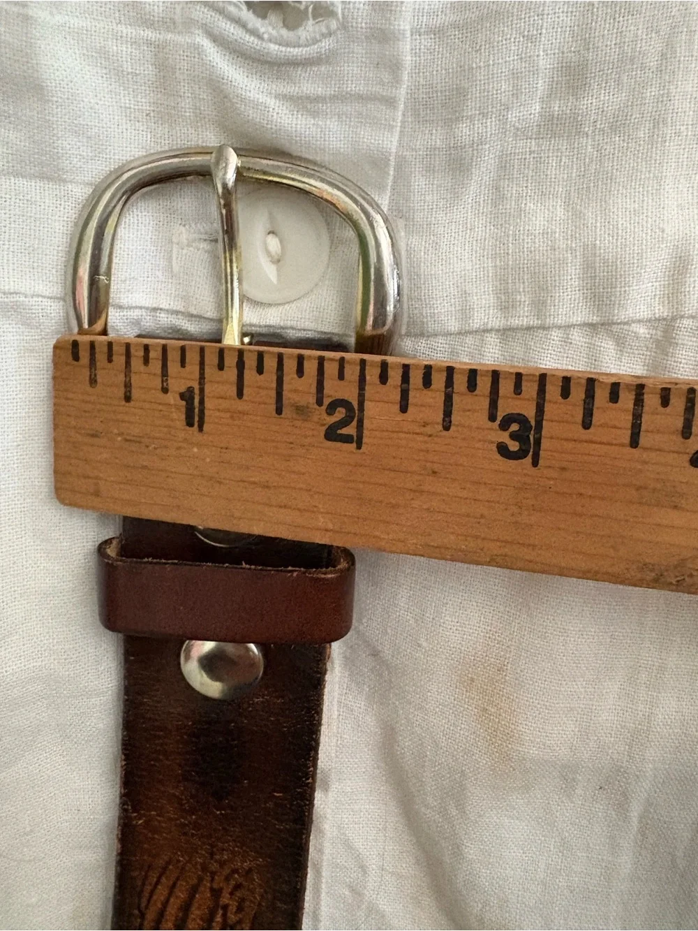 Vintage Tooled Brown Leather Belt Made USA with Silver Buckle 46 inches long